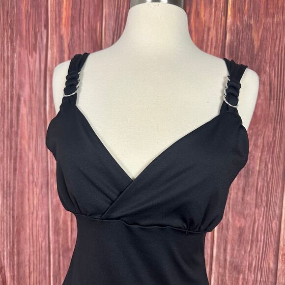 VTG Y2K White House Black Market Black babydoll Tank Top Liquid Knit Size Small - Picture 5 of 7